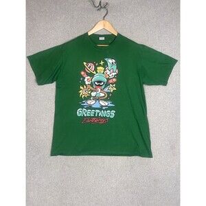 Marvin the Martian Men's XL Green Looney Tunes Feeling Lucky Earthling Tee